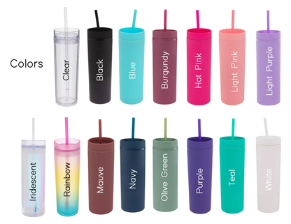 16oz "Slim Sips" – Personalized Skinny Tumbler