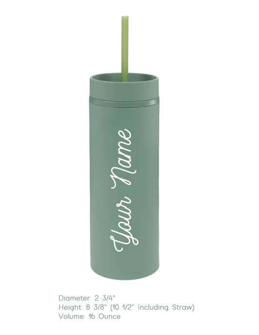 16oz "Slim Sips" – Personalized Skinny Tumbler